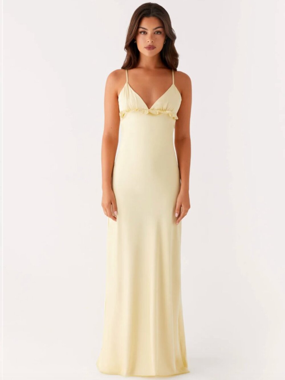 Elona Maxi Dress V Neck Maxi Dress in Baby Yellow